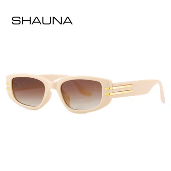 SHAUNA Retro Dikdörtgen Güneş Gözlüğü Kadın Şeker Renk Tonları UV400 Erkekler Metal Dekorasyon Moda Kare Degrade güneş gözlüğü