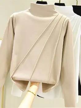 Sonbahar ve Kış Moda Kalınlaşmış Yarım Yüksek Boyun Dip Gömlek kadın İç Giyim Artı Kadife Çift taraflı Sıcak Üst ZY7372