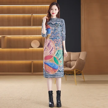 Sonbahar Ve Kış Çiçek Örme Kaşmir Elbise Kadınlar İçin 2023 Yeni Moda Yün Elbise Kore Versiyonu Gevşek Fit Mini Vestidos