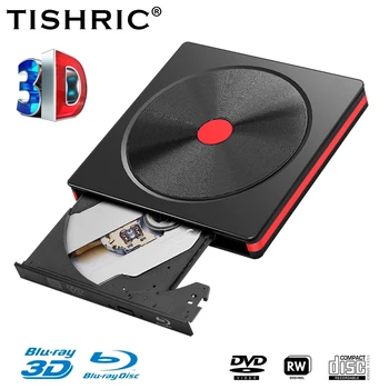 TISHRIC DVD Sürücü USB 3.0 Tip C Kablo CD DVD RW ROM 3D Blu-Ray 4 K HD Harici Optik Sürücü Okuyucu Oynatıcı Masaüstü Laptop İçin