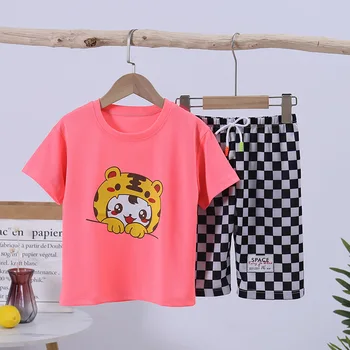 Toddler Bebek Erkek Giysileri kısa kollu tişört + Kısa 2 adet Pamuk Yaz Çocuk Kız Eşofman Kıyafetler çocuk giyim setleri