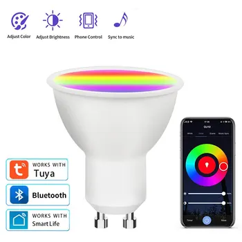 Tuya Bluetooth Akıllı Ampul GU10 RGB CW LED Lamba Sporlight 5W Kısılabilir APP Kontrolü İçin Akıllı Yaşam Odası Ev Dekor