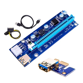 VER009S USB 3.0 PCI-E Yükseltici Kart Pcıe 1X 4X 8X 16X Genişletici Adaptör Kartı SATA 15pin 6 Pin Güç Kablosu İçin BTC Madenci