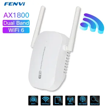 WiFi 6 AX1800 Çift Bant 2.4 / 5GHz Gigabit Kablosuz Genişletici Wi-Fi6 Sinyal Genişleme Güçlendirici Tekrarlayıcı Uzun Menzilli Ethernet Amplifikatör