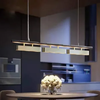 Yemek odası LED kolye ışıkları Modern yaratıcı siyah altın kombinasyonu asılı lamba Nordic Cafe Bar mutfak ada sanat avize