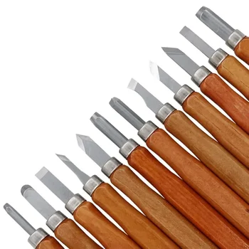 Yeni 12 adet Ahşap Oyma Keskiler Araçları Ahşap Oyma Ağaç İşleme Gravür Zeytin oyma bıçağı el yapımı Bıçak Aracı seti