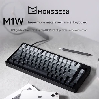 Yeni Monsgeek M1w Üç Modlu Mekanik Klavye Bitmiş Alüminyum Tuotuo Özelleştirilmiş Sıcak Fiş E-spor Oyunu Rgb Degrade Klavye