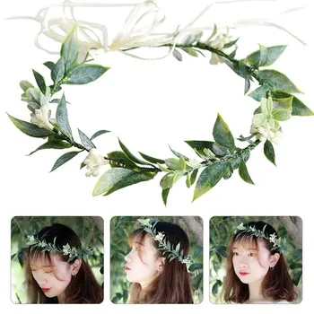 Yeşil Yaprak Çiçek Taçlar Çelenk saç tacı Kız Kafa Bandı Düğün saç aksesuarı Headdress Kadınlar Çiçek Garland Gelin Şapkalar
