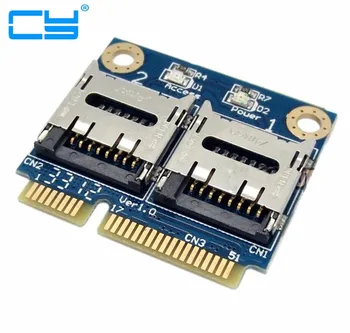 Çift TF Mikro SD Kart Mini pcıe pcı express pcı-express PCI-E Express yarım Braket ile Bellek kart okuyucu Adaptörü